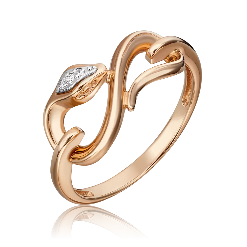 Кольцо «Змея. Безграничность возможностей» из комбинированного золота с бриллиантами 01-5497-00-101-1111