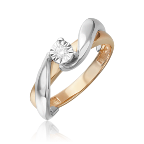 Кольцо из комбинированного золота с бриллиантом 01-5758-00-101-1111