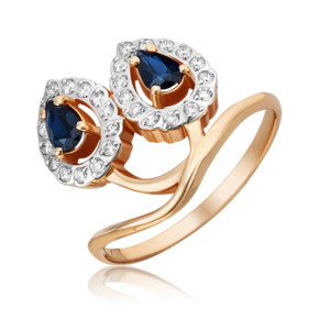 Кольцо из красного золота с сапфирами и бриллиантами 01-5523-00-105-1110-30