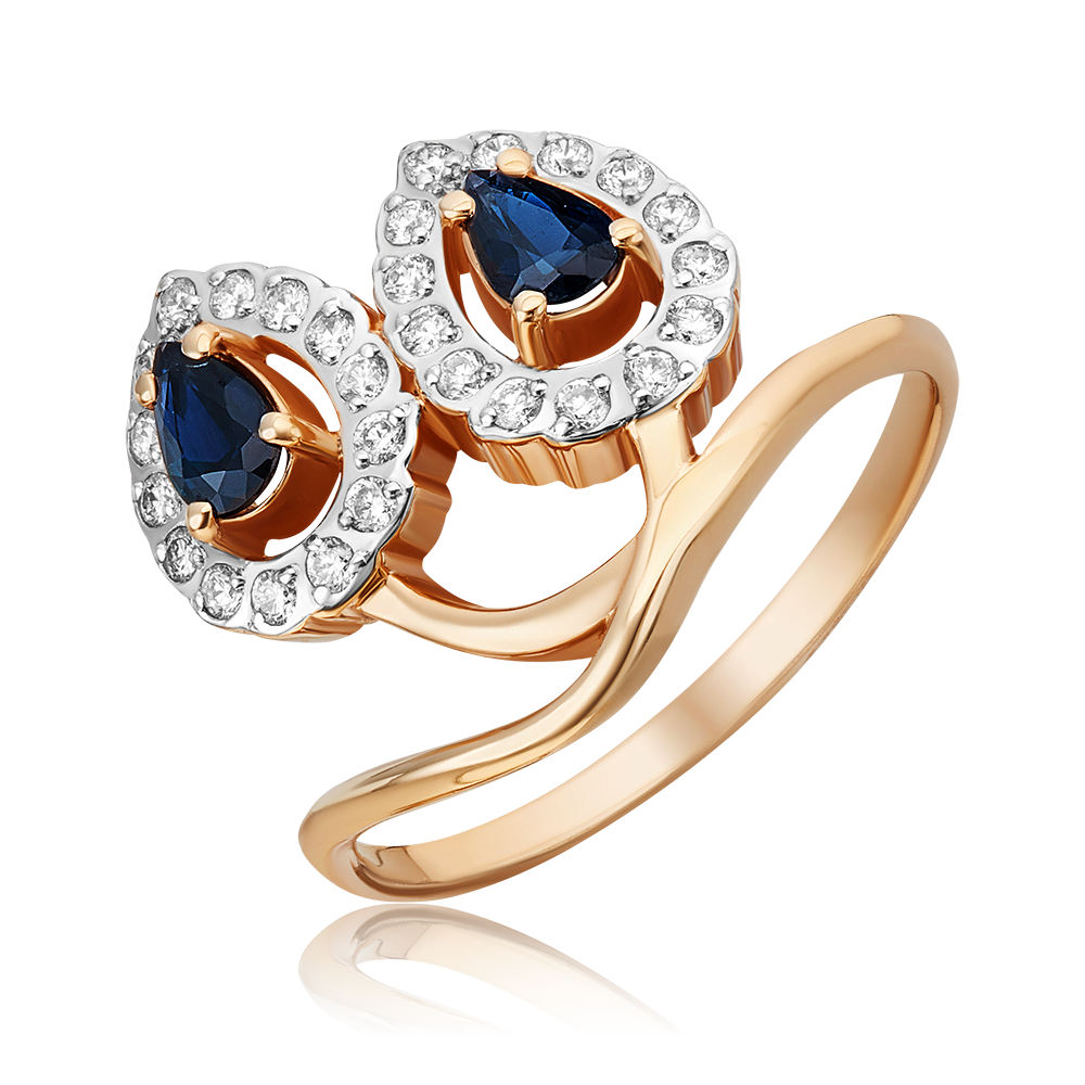 Кольцо из красного золота с сапфирами и бриллиантами 01-5523-00-105-1110-30
