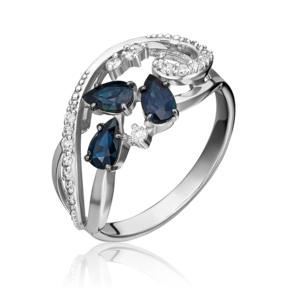 Кольцо из белого золота с сапфирами и бриллиантами 01-1592-00-105-1120-30