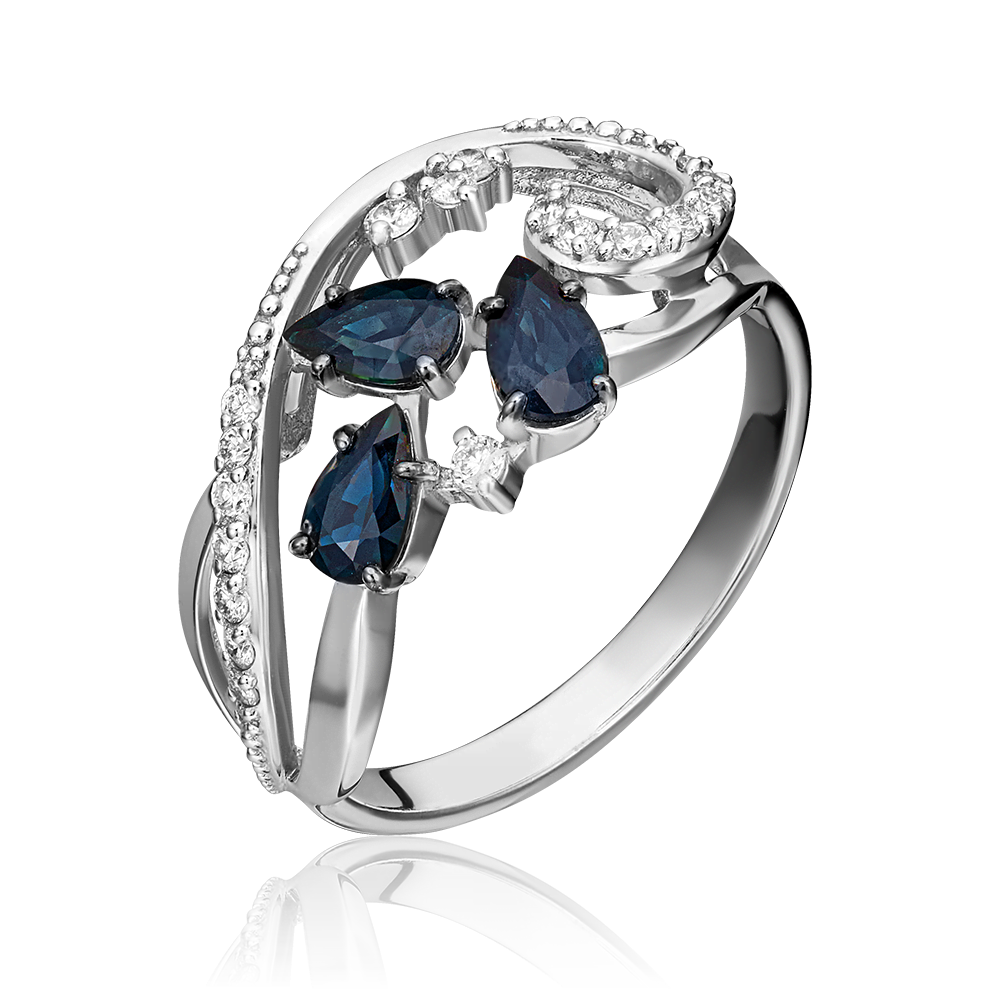 Кольцо из белого золота с сапфирами и бриллиантами 01-1592-00-105-1120-30