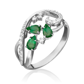 Кольцо из белого золота с изумрудами и бриллиантами 01-1592-00-106-1120-30