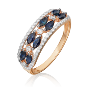 Кольцо из красного золота с сапфирами и бриллиантами 01-1595-00-105-1110-30
