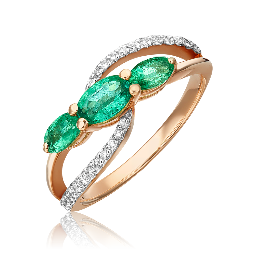 Кольцо из красного золота с изумрудами и бриллиантами 01-1544-00-106-1110-30