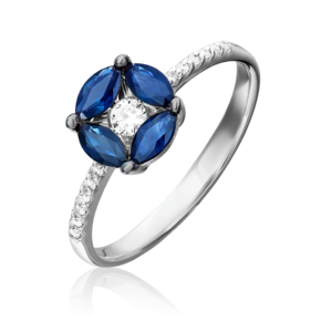 Кольцо из белого золота с сапфирами и бриллиантами 01-1545-00-105-1120-30