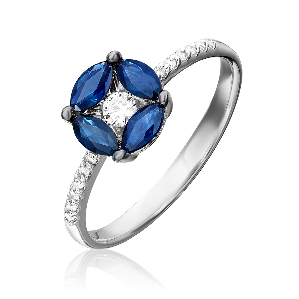 Кольцо из белого золота с сапфирами и бриллиантами 01-1545-00-105-1120-30
