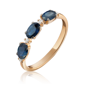 Кольцо из красного золота с сапфирами и бриллиантами 01-1546-00-105-1110-30