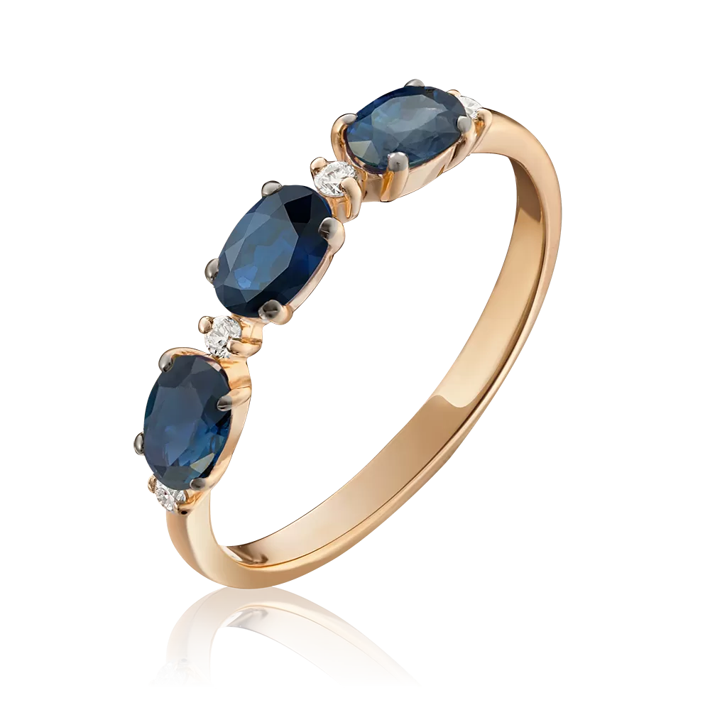 Кольцо из красного золота с сапфирами и бриллиантами 01-1546-00-105-1110-30