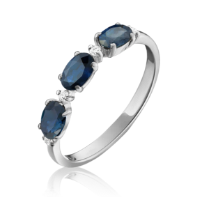 Кольцо из белого золота с сапфирами и бриллиантами 01-1546-00-105-1120-30