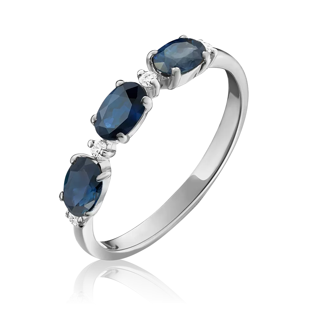 Кольцо из белого золота с сапфирами и бриллиантами 01-1546-00-105-1120-30