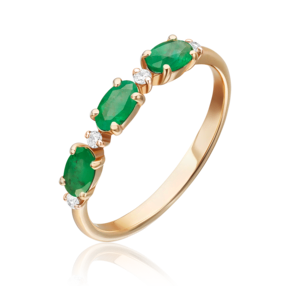 Кольцо из красного золота с изумрудами и бриллиантами 01-1546-00-106-1110-30