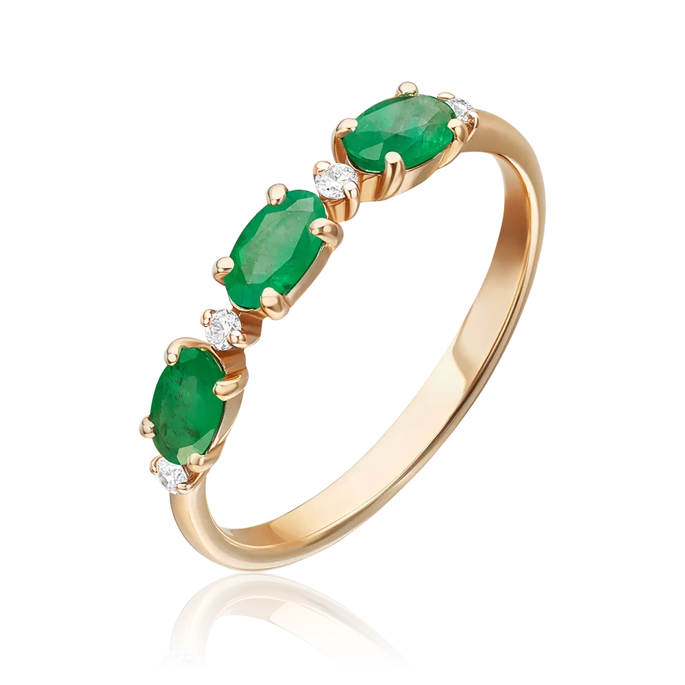 Кольцо из красного золота с изумрудами и бриллиантами 01-1546-00-106-1110-30