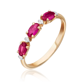 Кольцо из красного золота с рубинами и бриллиантами 01-1546-00-107-1110-30