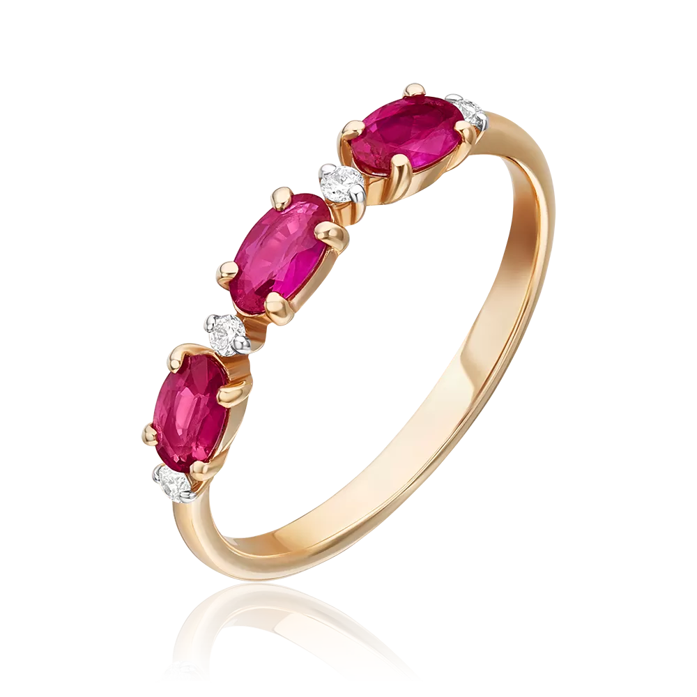 Кольцо из красного золота с рубинами и бриллиантами 01-1546-00-107-1110-30