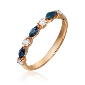 Кольцо из красного золота с сапфирами и бриллиантами 01-1547-00-105-1110-30