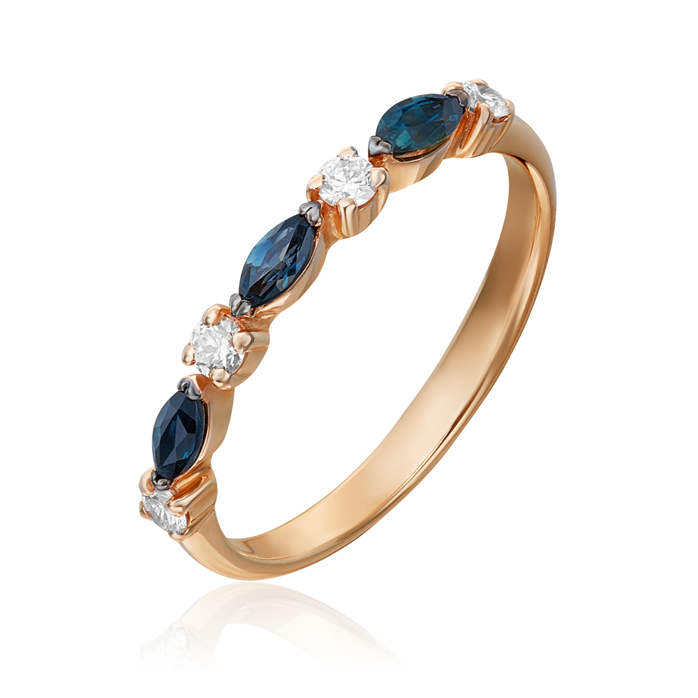 Кольцо из красного золота с сапфирами и бриллиантами 01-1547-00-105-1110-30