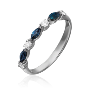 Кольцо из белого золота с сапфирами и бриллиантами 01-1547-00-105-1120-30