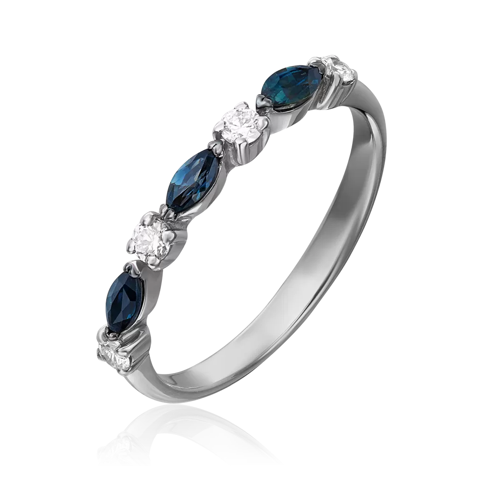 Кольцо из белого золота с сапфирами и бриллиантами 01-1547-00-105-1120-30