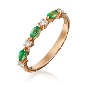 Кольцо из красного золота с изумрудами и бриллиантами 01-1547-00-106-1110-30