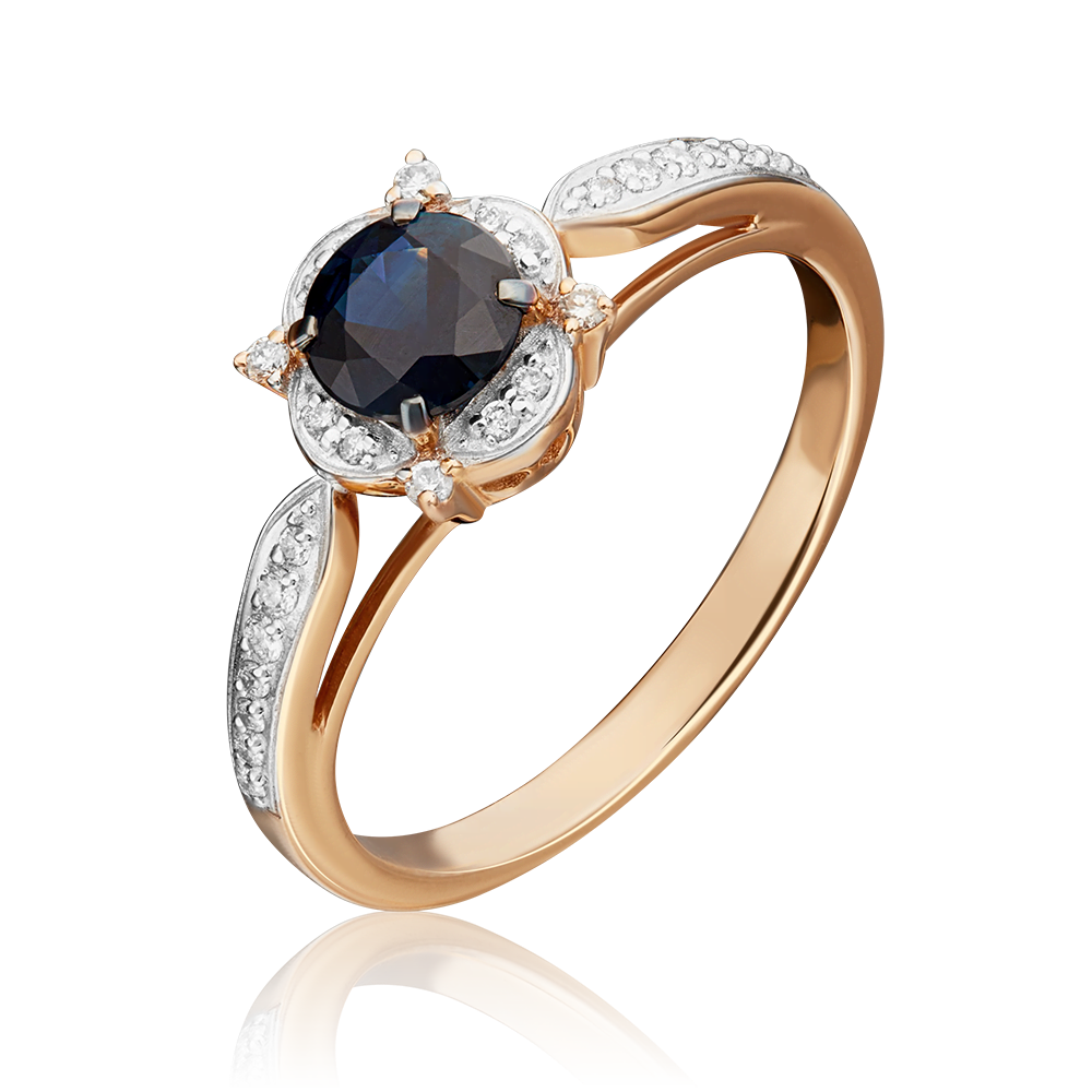 Кольцо из красного золота с сапфиром и бриллиантами 01-1548-00-105-1110-30