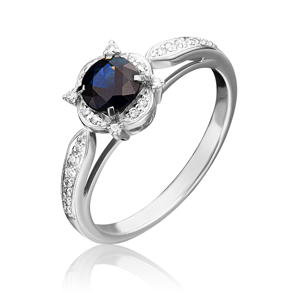 Кольцо из белого золота с сапфиром и бриллиантами 01-1548-00-105-1120-30