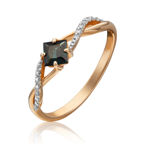 Кольцо из красного золота с сапфиром и бриллиантами 01-1549-00-105-1110-30