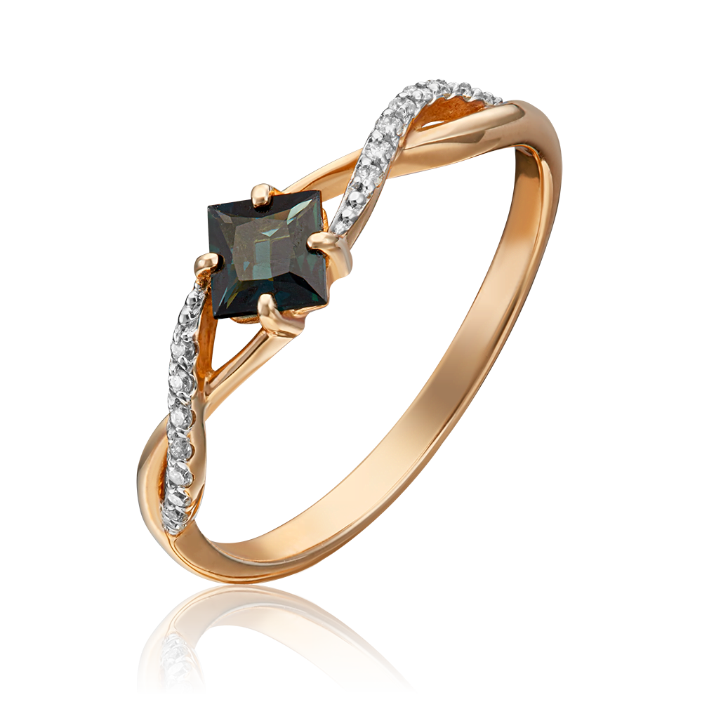 Кольцо из красного золота с сапфиром и бриллиантами 01-1549-00-105-1110-30