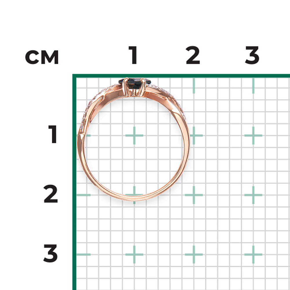 Кольцо из красного золота с сапфиром и бриллиантами 01-1549-00-105-1110-30