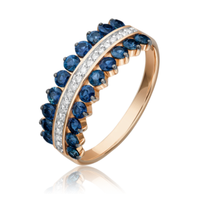 Кольцо из красного золота с сапфирами и бриллиантами 01-1550-00-105-1110-30