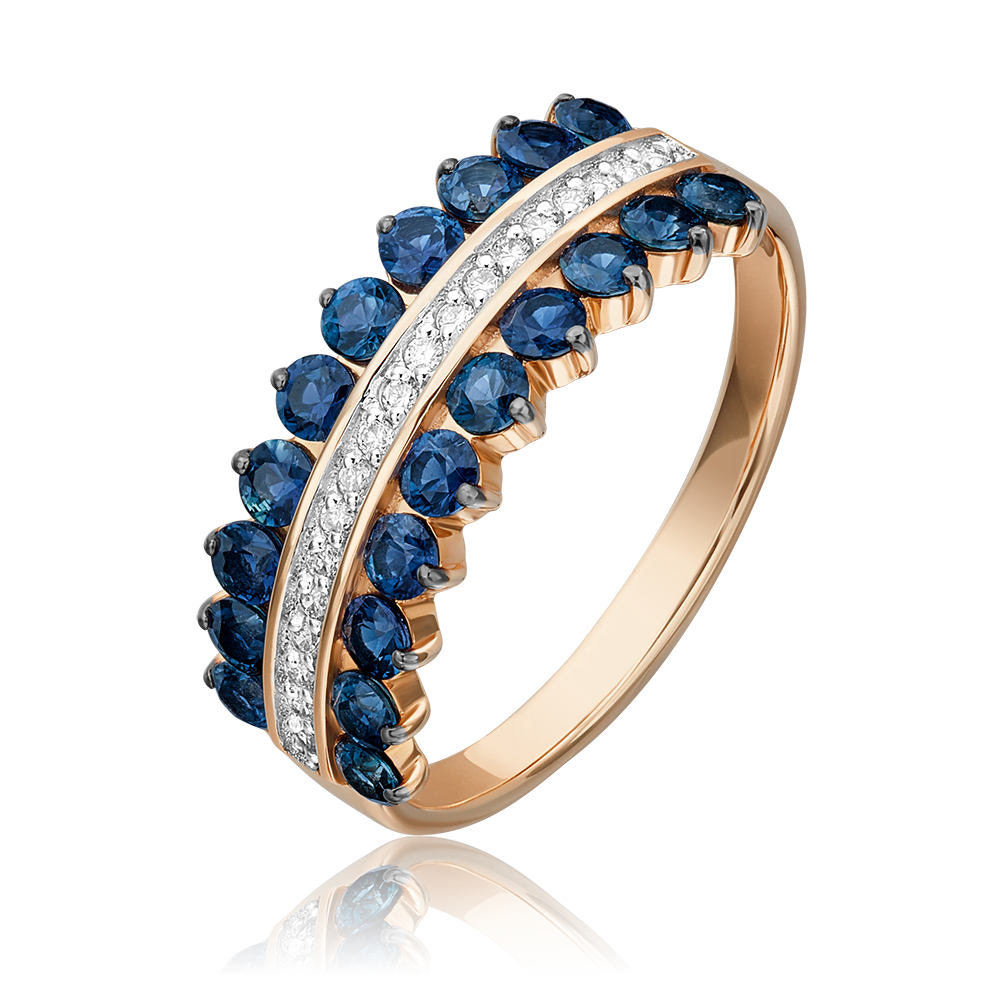 Кольцо из красного золота с сапфирами и бриллиантами 01-1550-00-105-1110-30