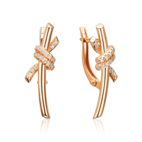 Серьги с английским замком из красного золота с фианитами 02-5563-00-401-1110