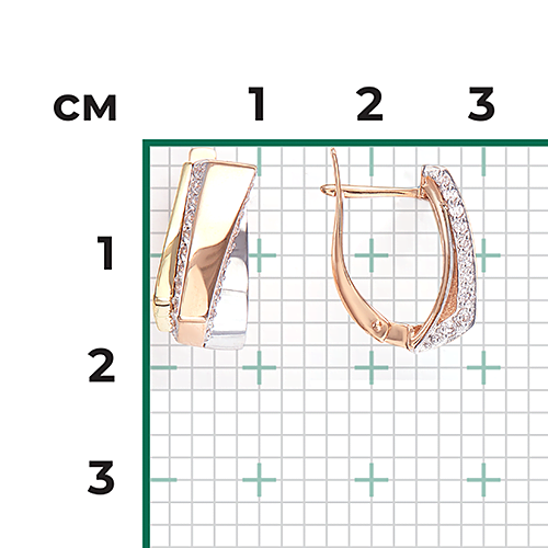 Серьги с английским замком из комбинированного золота с фианитами 02-4589-00-401-1140-48