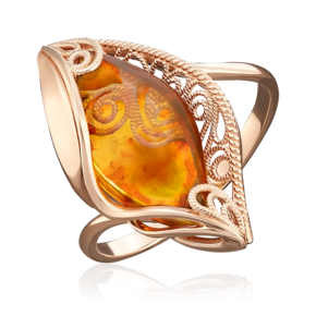 Кольцо из красного золота с янтарём 01-5057-00-271-1110-46