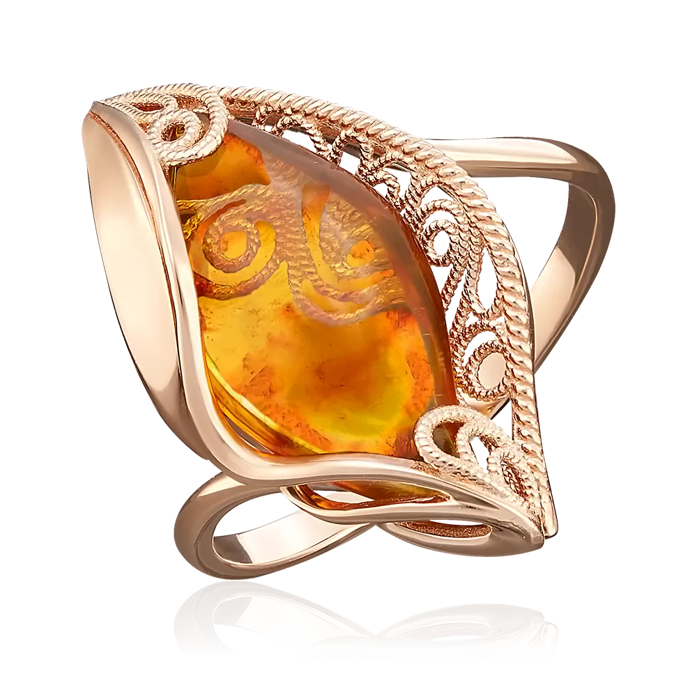 Кольцо из красного золота с янтарём 01-5057-00-271-1110-46