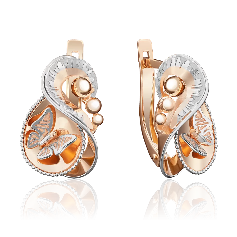 Серьги «Навстречу солнцу» с английским замком из красного золота 02-3981-00-000-1110-48