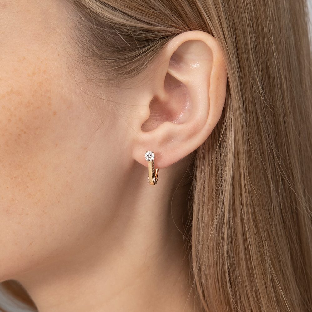 Серьги с английским замком из комбинированного золота с фианитом 02-3983-00-501-1111-38