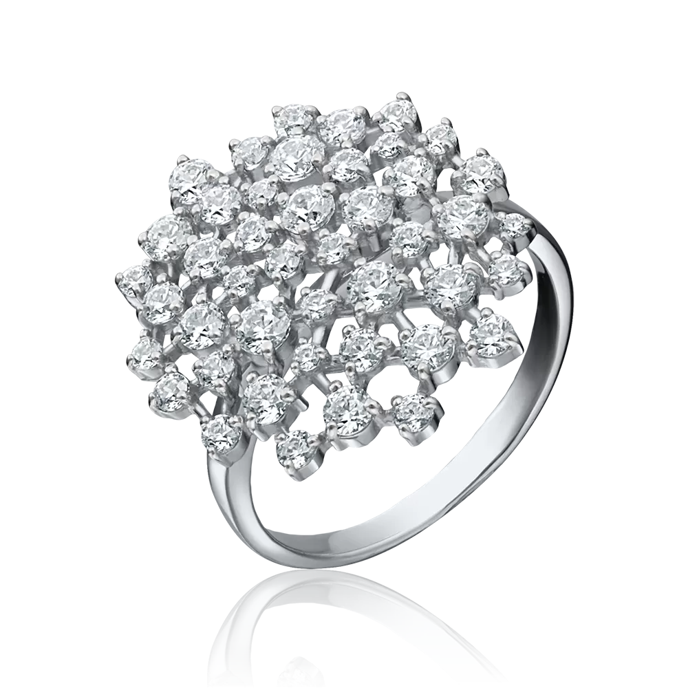 Кольцо из белого золота с фианитами 01-3666-00-501-1120-38