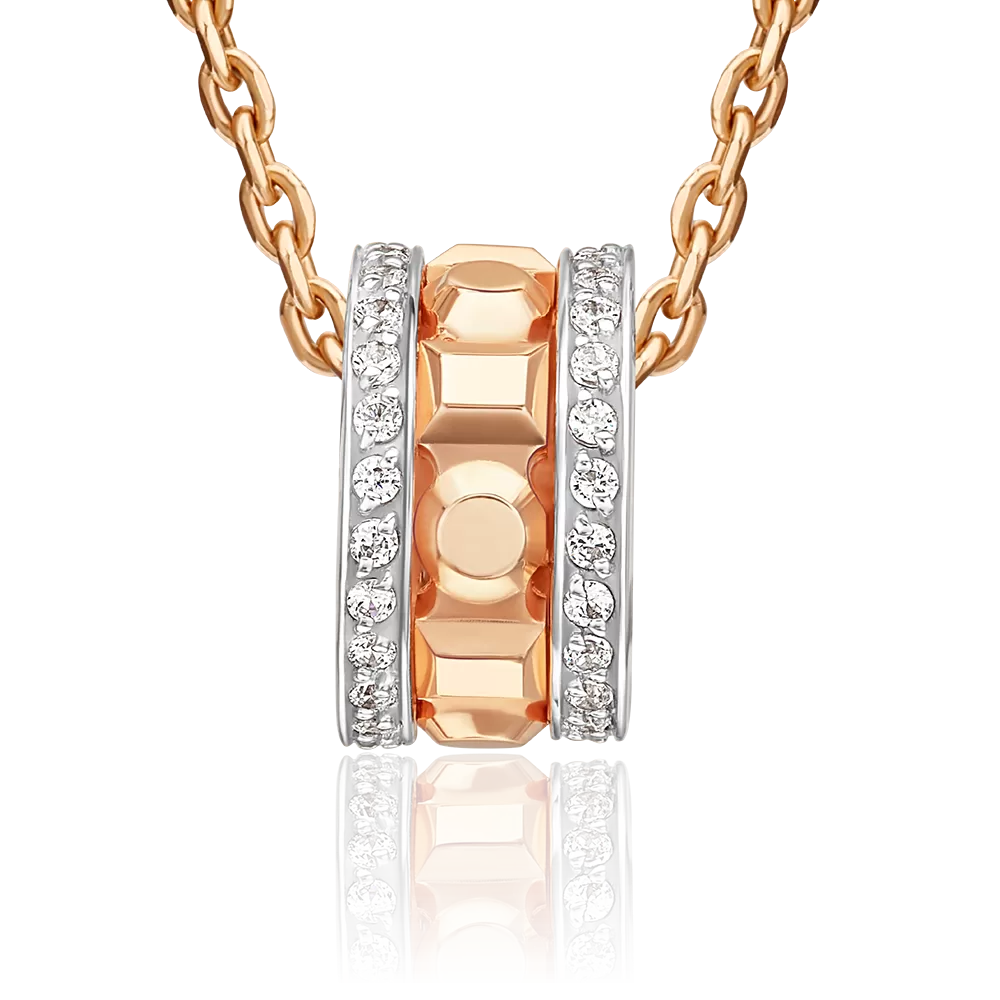 Подвеска-бегунок из красного золота с фианитами 03-3654-00-401-1110