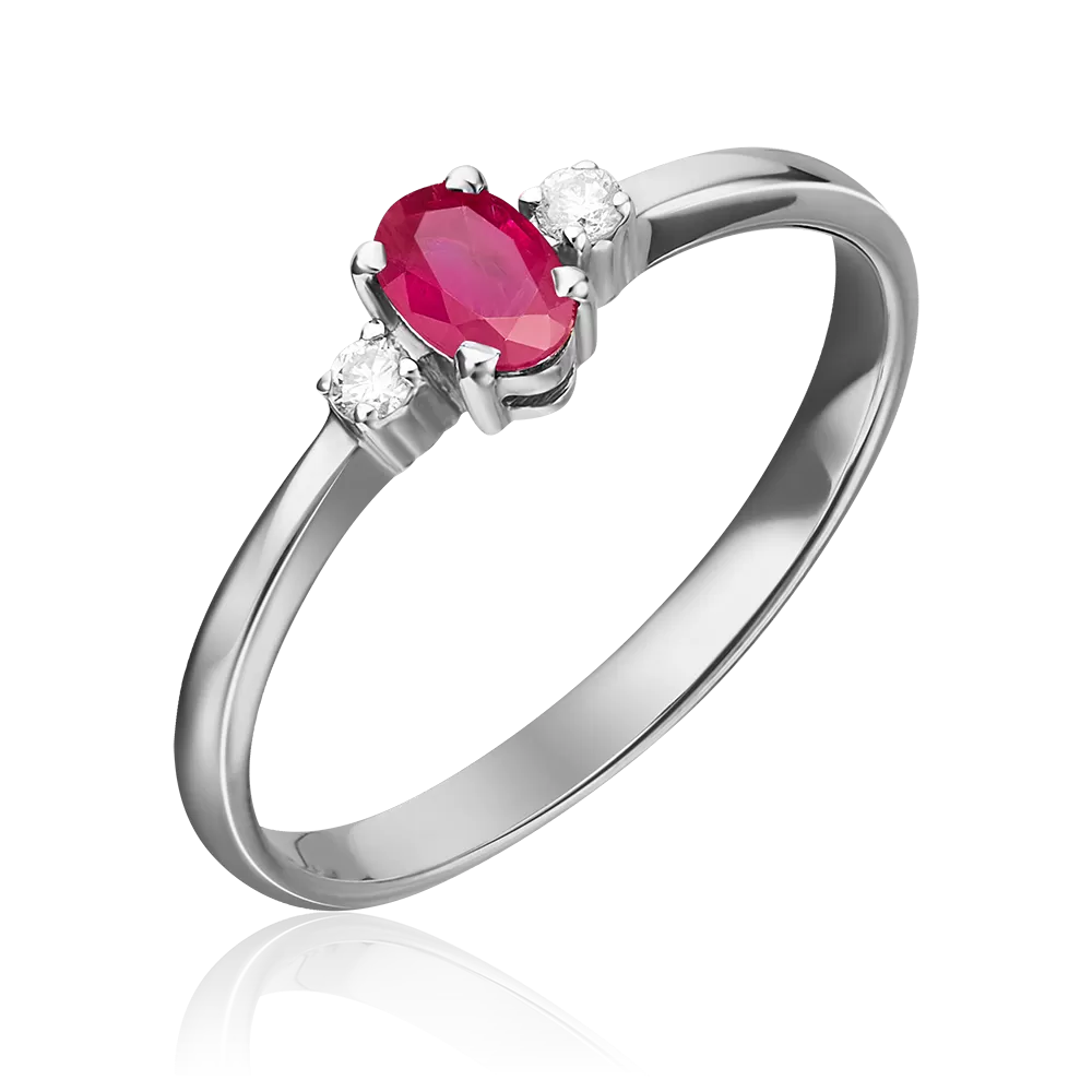 Кольцо из белого золота с рубином и бриллиантами 01-0298-00-107-1120-30