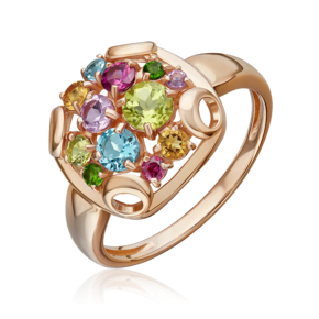 Кольцо из красного золота с миксом камней 01-5829-00-717-1110