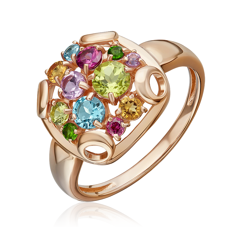 Кольцо из красного золота с миксом камней 01-5829-00-717-1110