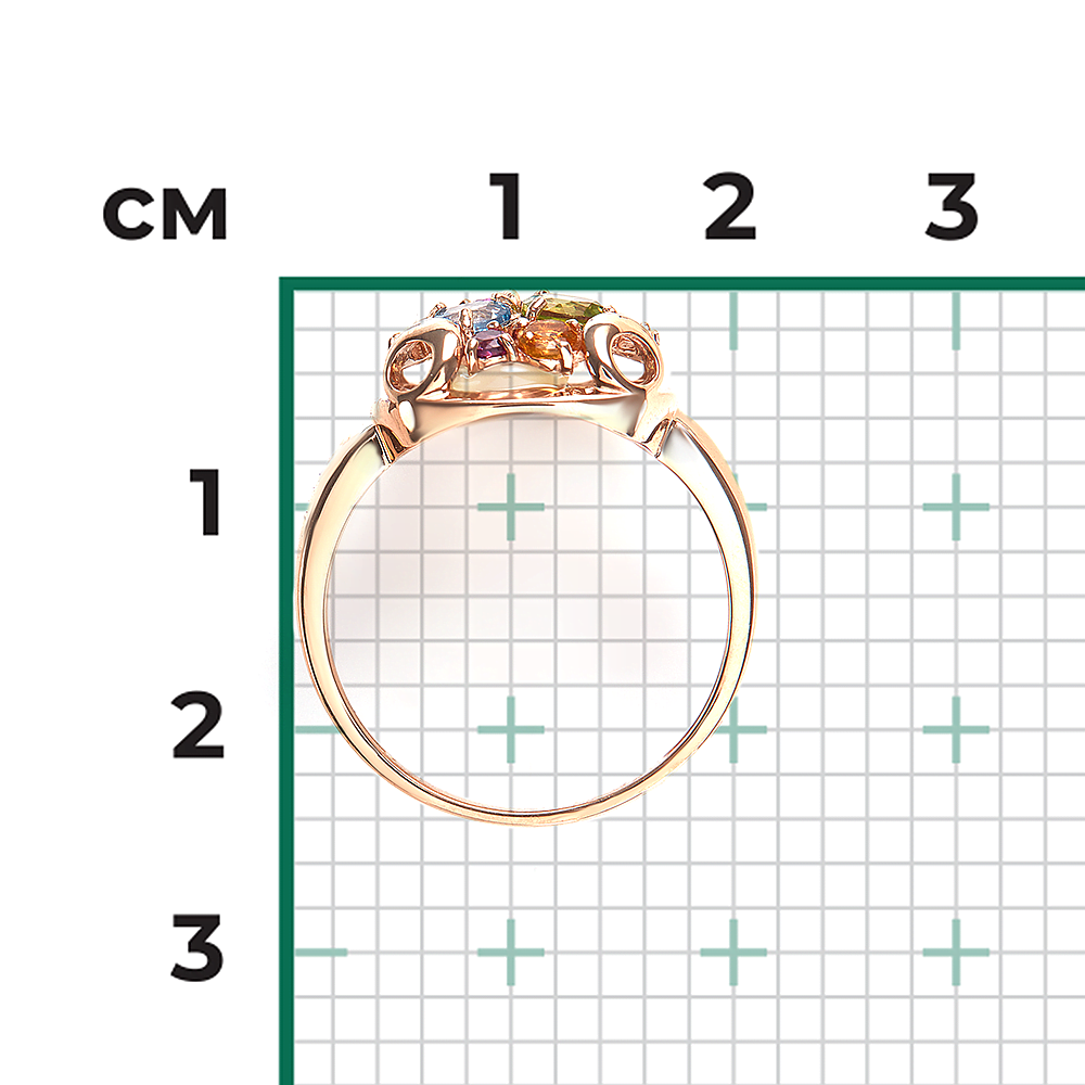 Кольцо из красного золота с миксом камней 01-5829-00-717-1110