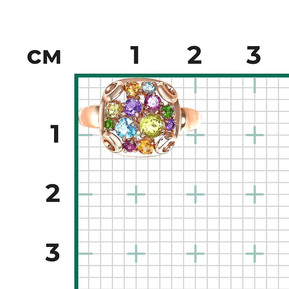 Кольцо из красного золота с миксом камней 01-5829-00-717-1110