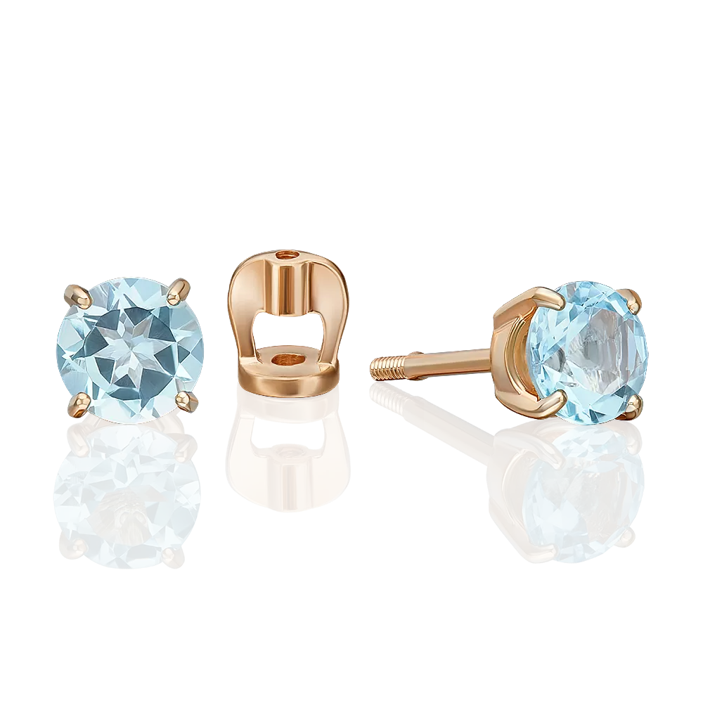 Серьги-пусеты из красного золота с топазом 02-5387-00-201-1110