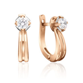 Серьги с английским замком из красного золота с фианитом 02-4315-00-501-1110-38