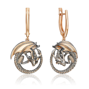 Серьги «Драконы» с английским замком из красного золота 02-5293-00-000-1110