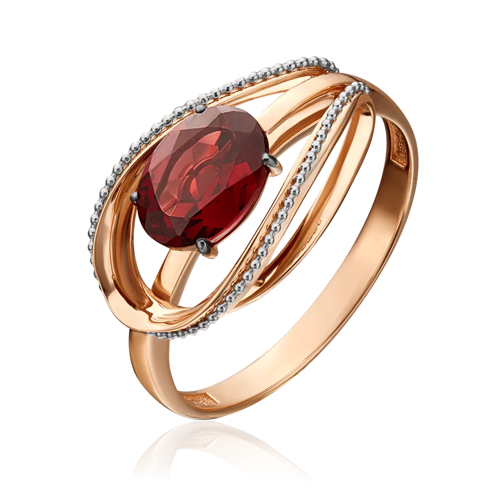 Кольцо из комбинированного золота с гранатом 01-5390-00-204-1111-57