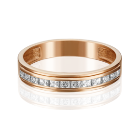 Обручальное кольцо из красного золота с фианитами