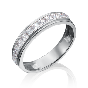 Обручальное кольцо из белого золота с фианитами 01-3660-00-501-1120-38